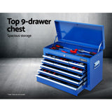 NNEDSZ Tool Chest and Trolley Box Cabinet 16 Drawers Cart Garage Storage Blue
