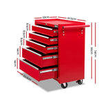 NNEDSZ 5 Drawer Mechanic Tool Box Storage Trolley - Red