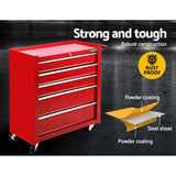 NNEDSZ 5 Drawer Mechanic Tool Box Storage Trolley - Red