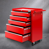 NNEDSZ 5 Drawer Mechanic Tool Box Storage Trolley - Red