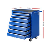 NNEDSZ Tool Chest and Trolley Box Cabinet 7 Drawers Cart Garage Storage Blue