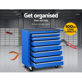 NNEDSZ Tool Chest and Trolley Box Cabinet 7 Drawers Cart Garage Storage Blue