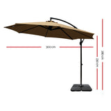 NNEDSZ 3M Umbrella with 50x50cm Base Outdoor Umbrellas Cantilever Sun Stand UV Garden Beige