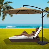 NNEDSZ 3M Umbrella with 50x50cm Base Outdoor Umbrellas Cantilever Sun Stand UV Garden Beige