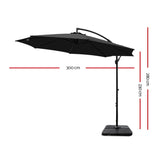NNEDSZ 3M Umbrella with 50x50cm Base Outdoor Umbrellas Cantilever Sun Stand UV Garden Black