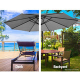 NNEDSZ 3M Umbrella with 50x50cm Base Outdoor Umbrellas Cantilever Sun Stand UV Garden Grey
