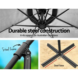 NNEDSZ 3M Umbrella with 50x50cm Base Outdoor Umbrellas Cantilever Sun Stand UV Garden Grey