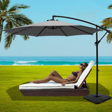 NNEDSZ 3M Umbrella with 50x50cm Base Outdoor Umbrellas Cantilever Sun Stand UV Garden Grey
