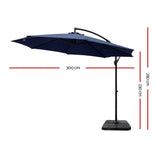 NNEDSZ 3M Umbrella with 50x50cm Base Outdoor Umbrellas Cantilever Sun Stand UV Garden Navy