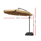NNEDSZ 3M Umbrella with 50x50cm Base Outdoor Umbrellas Cantilever Patio Sun Beach UV Beige