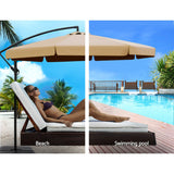 NNEDSZ 3M Umbrella with 50x50cm Base Outdoor Umbrellas Cantilever Patio Sun Beach UV Beige