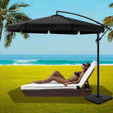 NNEDSZ 3M Umbrella with 50x50cm Base Outdoor Umbrellas Cantilever Patio Sun Beach UV Black