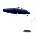 NNEDSZ 3M Umbrella with 50x50cm Base Outdoor Umbrellas Cantilever Patio Sun Beach UV Navy