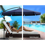 NNEDSZ 3M Umbrella with 50x50cm Base Outdoor Umbrellas Cantilever Patio Sun Beach UV Navy