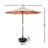 NNEDSZ 2.7M Umbrella with Base Outdoor Pole Umbrellas Garden Stand Deck Beige