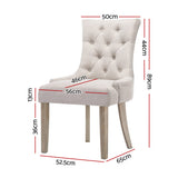NNEDSZ Set of 2 Dining Chair Beige CAYES French Provincial Chairs Wooden Fabric Retro Cafe