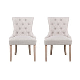 NNEDSZ Set of 2 Dining Chair Beige CAYES French Provincial Chairs Wooden Fabric Retro Cafe