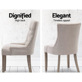 NNEDSZ Set of 2 Dining Chair Beige CAYES French Provincial Chairs Wooden Fabric Retro Cafe