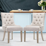 NNEDSZ Set of 2 Dining Chair Beige CAYES French Provincial Chairs Wooden Fabric Retro Cafe