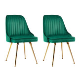 NNEDSZ Set of 2 Dining Chairs Retro Chair Cafe Kitchen Modern Metal Legs Velvet Green