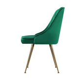 NNEDSZ Set of 2 Dining Chairs Retro Chair Cafe Kitchen Modern Metal Legs Velvet Green