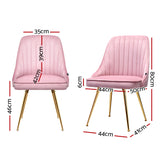 NNEDSZ Set of 2 Dining Chairs Retro Chair Cafe Kitchen Modern Iron Legs Velvet Pink