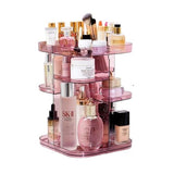 NNEDSZ 360 Rotating Large Capacity Makeup Organizer for Bedroom and Bathroom (Pink)
