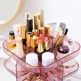 NNEDSZ 360 Rotating Large Capacity Makeup Organizer for Bedroom and Bathroom (Pink)