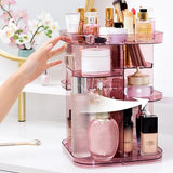 NNEDSZ 360 Rotating Large Capacity Makeup Organizer for Bedroom and Bathroom (Pink)