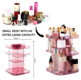NNEDSZ 360 Rotating Large Capacity Makeup Organizer for Bedroom and Bathroom (Pink)
