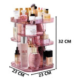 NNEDSZ 360 Rotating Large Capacity Makeup Organizer for Bedroom and Bathroom (Pink)