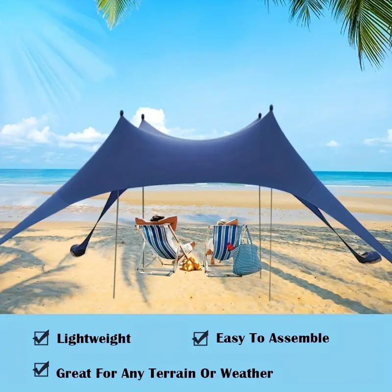 Extra Large Beach Tent Sun Shelter with UPF50+ Protection, Stabi