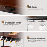 NNECW 3-Tier Kitchen Island Cart with Wine Rack & Glass Holders & Handle