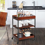 NNECW 3-Tier Kitchen Island Cart with Wine Rack & Glass Holders & Handle