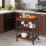 NNECW 3-Tier Kitchen Island Cart with Wine Rack & Glass Holders & Handle