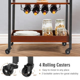 NNECW 3-Tier Kitchen Island Cart with Wine Rack & Glass Holders & Handle