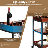 NNECW 3-Tier Kitchen Island Cart with Wine Rack & Glass Holders & Handle