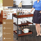 NNECW 3-Tier Kitchen Island Cart with Wine Rack & Glass Holders & Handle