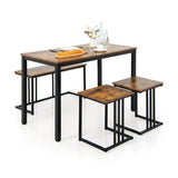 NNECW 4-Piece Dining Table Set with Bench & 2 Stools for 4 Persons for Kitchen