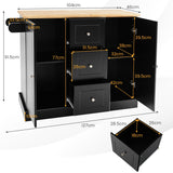 NNECW Large Mobile Kitchen Island Cart with 3 Drawers & 2 Enclosed Cabinets