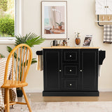 NNECW Large Mobile Kitchen Island Cart with 3 Drawers & 2 Enclosed Cabinets