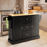 NNECW Large Mobile Kitchen Island Cart with 3 Drawers & 2 Enclosed Cabinets