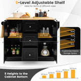 NNECW Large Mobile Kitchen Island Cart with 3 Drawers & 2 Enclosed Cabinets
