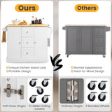 NNECW Large Mobile Kitchen Island Cart with Adjustable Shelves for Kitchen/Dinning Room-White