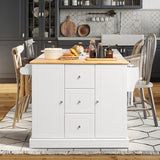 NNECW Large Mobile Kitchen Island Cart with Adjustable Shelves for Kitchen/Dinning Room-White