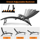 NNECW Foldable Chaise Lounge Chairs with 5-level Adjustable Backrest for Backyard