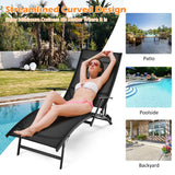 NNECW Foldable Chaise Lounge Chairs with 5-level Adjustable Backrest for Backyard