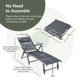 NNECW Outdoor Aluminum Chaise Lounge Chair with 8 Back and 2 Leg Adjustable Positions