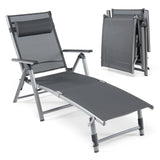 NNECW Outdoor Aluminum Chaise Lounge Chair with 8 Back and 2 Leg Adjustable Positions