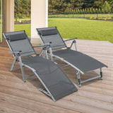 NNECW Outdoor Aluminum Chaise Lounge Chair with 8 Back and 2 Leg Adjustable Positions